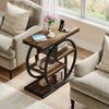 End Table for Living Room,Industrial Narrow Wood Side Table with Storage Shelves