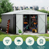 10 x 12 FT Galvanised Steel Sheds Garden Storage Shed Ventilation w/ Double Door