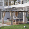 3.6x3(m) Hardtop Gazebo Garden Pavilion w/ Polycarbonate Roof, Brown