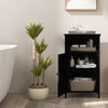 Freestanding Storage Organizer Wooden Bathroom Floor Cabinet-Black