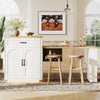 Extendable Dining Bar Table Wooden Kitchen Island with Storage Cabinets, White