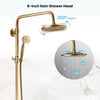 Antique Brass Shower Faucet 8” Rainfall Shower Set Shower Tap System Waterfall