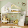 Wooden Bunk Beds for Kids with Stairs Wooden House Loft Bed Cabin Bed 3ft Sinlge