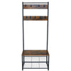 Coat Rack Stand with Shoe Storage Bench 9 Hooks Rustic 2 Colours Entrance Hall
