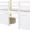 White Wooden Kids House Bed Frame with Storage Drawers 3 FT Single Kids Sleeper