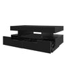 Coffee Table with Storage Drawers & LED Strips Black Tea Table for Living Room