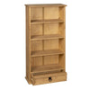 Corona DVD Rack 1 Drawer Bookcase Storage - Mexican Solid Pine, Waxed Distressed