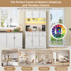 Kitchen Cupboard w/ LED & Power Outlet, Countertop, Tall Kitchen Cabinet, White
