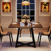 Square Dining Table for 4, Industrial kitchen table with Sturdy Metal Frame