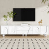 Minimalist White TV Cabinet 180cm with Doors, Storage Drawers & Solid Wood Legs