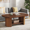 Oval Coffee Table, 2-Tier Modern Coffee Table Accent Center Table with Storage