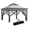 3 x 3(m) Pop Up Gazebo Tent with Netting, Height Adjustable, Grey