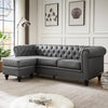 Hertford Faux Leather L Shaped Corner Sofa In Dark Grey