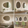 Bathroom Mirror with LED Lights Touch Dimmable Demister Irregular Wall Mounted