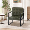 Modern Faux Leather Accent Chair Button-Tufted Design 110° Recline & Metal Frame