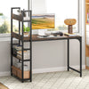 PC Desk Workstation Computer Desk with Bookshelf-Brown