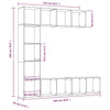 qohoio 3 Piece Book/TV Cabinet Set Grey Sonoma 180x30x180 ,Free Combination U8H8