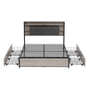 4ft6 Double Bed Metal Bed Frame with Drawers Storage Headboard and LED Lighting
