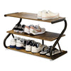 3 Tiers Metal Frame Shoe Rack Storage Organizer Wooden Footwear Stand Shelves UK