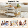 80cm Circle Tea Table Wooden Accent Table with Metal Frame