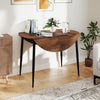5 Pcs Dining Table Set Round Breakfast Kitchen Table and 4 Chairs-Brown