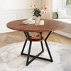 COSTWAY Farmhouse Kitchen Table 118CM Round Dining Table for 4-Brown