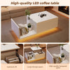 Hydraulic Lift Coffee Table w/ LED Lights & Storage, High Gloss White, 100x50cm