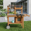 Wooden Mud Kitchen for Kids with Wheels, Stove, Stainless Steel Accessories