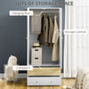 2 Door Wardrobe White Wardrobe with Drawers and Hanging Rod Refurbished