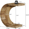 C-Shaped End Table, Wood Side Sofa Table for Living Room Bedroom, Rustic Brown