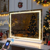 FENCHILIN Crystal LED Strip Mirror Hollywood Bluetooth Vanity Mirror with Lights