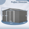 Garden Shed 10X8FT Metal Apex Roof With Free Foundation Base Storage House Grey