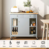 Kitchen Island Cart Rolling Kitchen Island w/4 Open Shelves Grey Mobile