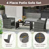 COSTWAY 4 Piece Patio Conversation Set Outdoor Wicker Furniture