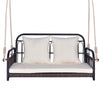 2 Person Outdoor Hanging Swing with Cushions Wicker Porch Chair White