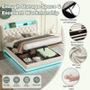 OTTOMAN STORAGE UPHOLSTERED KING BED FRAME WITH HEADBOARD STORAGE, LED & USB