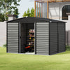 Wood Effect Garden Storage House with 2 Sliding Doors Outdoor Metal Sheds 10x8ft