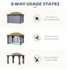3 x 3.6m Hardtop Gazebo Canopy w/ Aluminium Frame Netting & Curtains