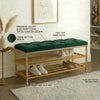2-Tier Velvet Top Bamboo Gold Metal Shoe Rack Stand Shoe Storage Shelf Hallway