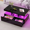 Coffee Table with LED High Gloss Black Coffee Table Centre 2 Drawers Rectangular
