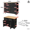 Rolling Kitchen Island on Wheels Storage Trolley w/ Large Cabinet Cupboard Black