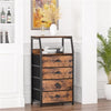 Brown 4-Drawer Bedside Table w/ Open Shelf,Small Storage Nightstand for Bedroom