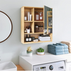 Bamboo Bathroom Mirror Cabinet Wall Mounted Over Toilet Storage Adjustable Shelf