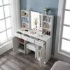 Dressing Table with LED Mirror Drawers Vanity Table Makeup Desk Stool Set White