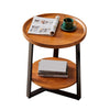 Round Coffee Table，2 Tier Side Table with Storage Shelf，Steel Frame Nightstand