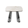 Side Table White Ceramic Glass Top Black Geometric Metal Frame Bedside End Table
