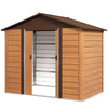 6 x 8ft Galvanised Steel Shed - Brown Wood-Effect