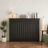 Radiator Cover Vertical Slat Modern Stylish MDF Wood White Black Cabinet Shelf