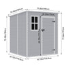 6x6ft Outdoor Storage Shed Plastic Garden Tool House with Floor & Lockable Door