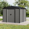 Grey Wood Grain Metal Garden Shed 8x7ft Outdoor Storage House with Foundation